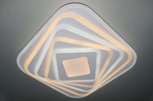 Люстра потолочная с пультом LED LAMPS 81068 Natali Kovaltseva белая на 1 лампа, основание белое в стиле хай-тек с пультом квадраты фото 8